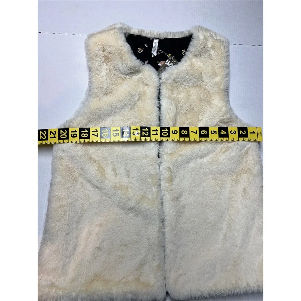 Matilda Jane Reversible‎ Vest White Faux Fur Plush Soft & Navy Floral NEW